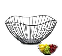 Siocok Black Wire Fruit Basket Fruit Bowl, Iron Arts Fruit Storage Baskets for Kitchen Counter, for Home Decor, Table Centerpiece Decorative Hold Vegetables, Bread, Snacks, Potpourris (B)