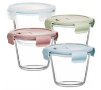 Siocok Round Glass Soup Storage Containers with lids, 710ml/23oz Glass Food Storage Containers, Meal Prep Reusable Airtight Round Lunch Bowls Boxes, for Soup, Lunch, Salad, Leftovers