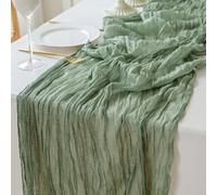 Sioloc 1 Pack Sage Green Cheesecloth Table Runner Summer Decor 90cmX300cm Boho Gauze Cheese Cloth Runner for Fall Autumn Decor Wedding Party Baby Bridal Shower Birthday