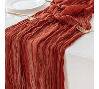 Sioloc 1 Pack Terracotta Cheesecloth Table Runner Summer Decor 90cmX300cm Boho Gauze Runner for Fall Autumn Halloween Decor Wedding Party Baby Bridal Shower Home Decorations