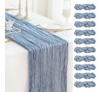 Sioloc 10 Pack Dusty Blue Cheesecloth Table Runner Summer Decor 90cmX300cm Boho Gauze Runner for Fall Autumn Decor Wedding Party Baby Bridal Shower Birthday Table Decorations