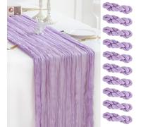 Sioloc 10 Pack Lilac Purple Lavender Cheesecloth Table Runner Summer Decor 90cmX300cm Boho Gauze Runner for Fall Autumn Decor Wedding Party Baby Bridal Shower Birthday