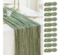 Sioloc 10 Pack Sage Green Cheesecloth Table Runner Summer Decor 90cmX300cm Boho Gauze Cheese Cloth Runner for Fall Autumn Decor Wedding Party Baby Bridal Shower Birthday