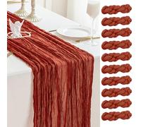 Sioloc 10 Pack Terracotta Cheesecloth Table Runner Summer Decor 90cmX300cm Boho Gauze Runner for Fall Autumn Halloween Decor Wedding Party Baby Bridal Shower Home Decorations