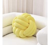 Sioloc Soft Knot Ball Pillow - Round Throw Cushion for Home Decoration, Handmade Plush Knotted Pillow (7.8 Inches, Yellow)