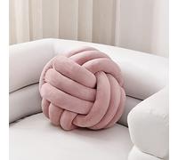 Sioloc Soft Knot Ball Plush Pillow, Round Throw Cushion, Knotted Pillow with Handmade Design (7.8in, Blush)