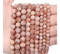 Siomia 45pcs 8mm Natural Sunstone Beads Gemstone Beads Energy Healing Crystal Round Loose Stone Beads for Jewelry Making, DIY Bracelets Necklaces