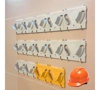 SIONDSTS 10 Pack Hard Hat Storage Rack Wall Mount, No Drill Hard Hat Holder with Hooks, Lightweight Helmet Organizer for Construction Site, Workshop, Factory, Fire Station, Office,White,10PC