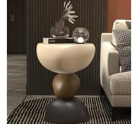 SIONDSTS Cool Fiberglass Coffee Table, Creative Round End Table,Irregular Small Side Tables,Modern Decorative Tables,Corner Table for Bedside,Sofa Side,Living Room,Entrance,White,50cm