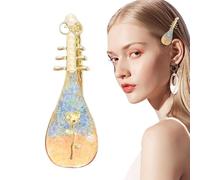 Sionhiuo Chinese Styles Flower Hair Clip | Musical Instrument Shape Flower Hair Pins | Stylish Chinese Styles Pearl Clip, Hair Accessories for Women, Girls