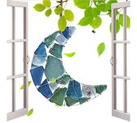 Sionhiuo Crescent Moon Decoration, 2D Acrylic Blue Coastal Decoration, Decorative Friendship Wind Chimes for Home, Bedroom, Entryway, Garden, and Parties