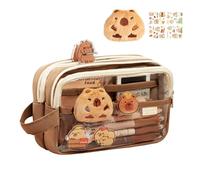Sionhiuo Cute Clear Pencil Case, Aesthetic Clear Pencil Case, Capybara Pouch with Wide Opening Mouth, Multi-layer Large Capacity Pencil Case, Cute, coffee, see description, See description