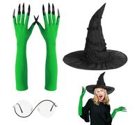 Sionhiuo Women's Witch Costume | Witch Gloves & Accessory Set - Halloween Outfit & Role Play Accessories for Girls Festive Masquerade Balls Parties Home Outdoor Travel Fans