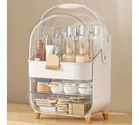 SIOOUI Makeup Organiser, Skincare Organiser with Lid and Drawers, Bathroom Counter Organizer Perfume Makeup Storage, Large Cosmetic Display case for Dresser, Bathroom Countertop (Rose Gold)