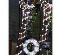 SIOOUI Outdoor Solar LED Rope Lights, IP65 Waterproof Rope Lights 12m/39.4ft 100LEDs Solar Decoration Lights with 8 Lighting Modes, Rope Fairy Light for Garden Tree Party Christmas Decoration (White)