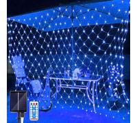 SIOOUI Solar Net Lights Outdoor, 3m x 2m 192LEDs Solar Powered Net Lights with Remote Control, 8 Modes Waterproof Mesh Light String for Garden Balcony Fence Yard Decor (Blue)