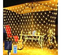 SIOOUI Solar Net Lights Outdoor Garden, 1.5m x 1.5m 100LEDs Mesh Fairy Lights, 8 Modes Solar Powered Net Lights with Remote Control for Garden Fence Yard Decor (Warm White)