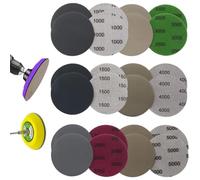 SIOPPKIK Sandpaper, 80mm Velcro, 24pcs Round Sanding Discs, 6 Grits 1000-5000, Wet Dry, Silicon Carbide, for Metal, Wood, Orbital Sander, Stone, Leather, Wall, Wide Applications