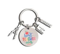 Siopue Math Teacher Appreciation Gifts for Women Men Best Teacher Ever Keychain for Math Teachers Birthday Christmas Retirement Gifts for Teachers Thank You Keyring, Silver, S