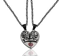 Siopue Skull Matching Necklaces for Couples Anniversary Birthday Gifts for Boyfriend Girlfriend Punk Gothic Skull Necklace for Husband Wife Christmas Gifts for Fiance Fiancee