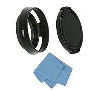 SIOTI Camera Vented Metal Lens Hood with Cleaning Cloth and Lens Cap for Leica/Fuji/Nikon/Canon/Samsung Standard Thread Lens (37mm, Standard Vented)