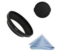 SIOTI Camera Wide Angle Metal Lens Hood with Cleaning Cloth and Lens Cap Compatible with Leica/Fuji/Nikon/Canon/Samsung Standard Thread Lens