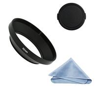 SIOTI Camera Wide Angle Metal Lens Hood with Cleaning Cloth and Lens Cap Compatible with Leica/Fuji/Nikon/Canon/Samsung Standard Thread Lens