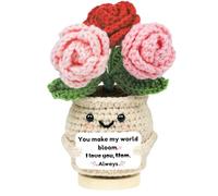 SIOTMERA Positive Crochet Flower Gifts for Mom - Handmade Rose Crochets Doll I Love You Romantic Present Mothers Day Valentines Day Birthday Gifts for Mom Grandma Mother in Law Women from Daughter Son