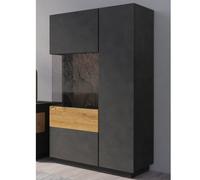 sioux display cabinet left 2 doors in matera and oak with led