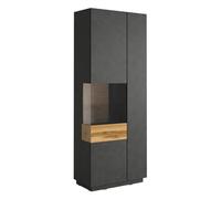 sioux display cabinet tall left 2 doors in matera oak and led