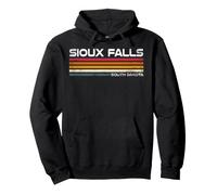 Sioux Falls South Dakota Retro Stripes Vintage City Design Pullover Hoodie