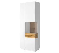 sioux gloss display cabinet tall right in white oak with led