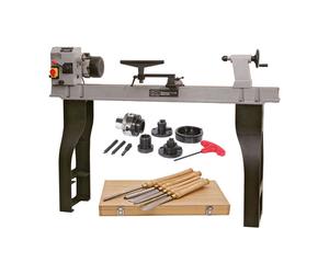 SIP 01940MM 14" x 43" Wood Lathe, Chuck and Chisel Set