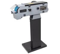SIP 4" Belt Sander Linisher 230V 1.5kW Pedestal/Bench Metal Grinder | Deburring, Edge Finishing, Floor Mountable Too, Zirconium P60, 2 Working Points, 100mm Dust Port, 33.9kg