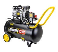 SIP AIRMATE 110V Oil-Free Air Compressor 50L 2hp Direct Drive Low Noise | Site & Trade Use, Extended Spraying, Joinery & Finishing, Pneumatic Automation, Dual Operator Use, Tyre & Plant, 16A, 73dB(A)