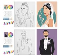 Sip and Paint Kit for Adults Date Night , 2 Pack 8x10 Inch Pre Drawn Selfie Sip Canvas, Couples DIY Painting Set Date Night for Valentine's Da , Sip n Paint at Home Party Birthday Games Gift Idea