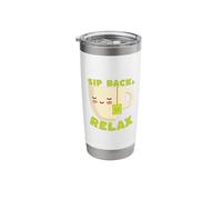 Sip Back Relax Cute Kawaii Tea Lover Stainless Steel Insulated Tumbler