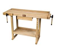 SIP Beech Wooden Workbench with Drawer, Shelf & 2 Work Bench Vice 1350 x 620 x 900mm