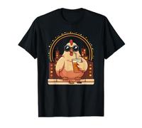 Sip Delicious iced Coffee with a Hen in the Night City Value Graphic T-Shirt
