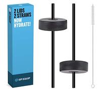 Sip Equip Wide Mouth Straw Lids (2 Pack), Compatible with Hydro Flask, Simple Modern, Hydro Cell, Thermoflask, Takeya, Vmini and Iron Flask, 2 Lids, 2 Straws and 1 Straw Brush, Original