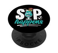 Sip Happens - Funny Pun Family Matching Cruise Drinking PopSockets Adhesive PopGrip