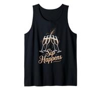 Sip Happens Funny Toast Sparkle Party Design Tank Top