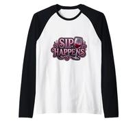 Sip Happens Funny Wine Lover Womens Pun Joke Saying Quote Raglan Baseball Tee