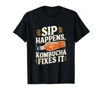 Sip Happens, Kombucha Fixes It Value Graphic T-Shirt, Men, Black, S