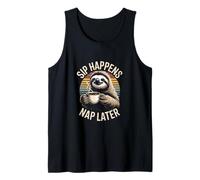 Sip Happens Nap Later Sloth Coffee Time Tank Top