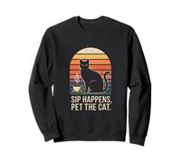 Sip Happens Pet The Cat Retro Coffee Sweatshirt