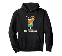 Sip Happens Retro Summer Glass Humor Graphic Design Pullover Hoodie