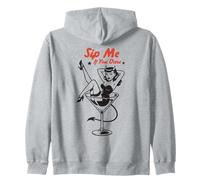Sip Me If You Dare Retro Devil Pinup Cocktail Party Drinking Zip Hoodie