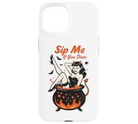 Sip Me If You Dare Retro Witch Design Case for iPhone 15