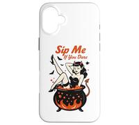 Sip Me If You Dare Retro Witch Design Case for iPhone 16 Plus